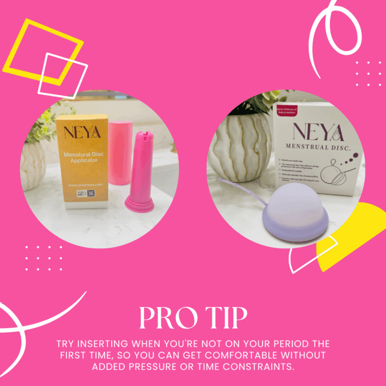 Inserting a menstrual disc using NEYA applicator